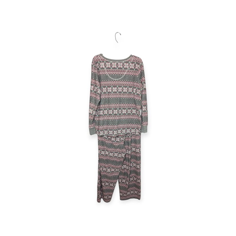 Nautica Winter Themed Red White Gray Women Fleece Pajamas 2 Piece Set Size XXL - Picture 2 of 16